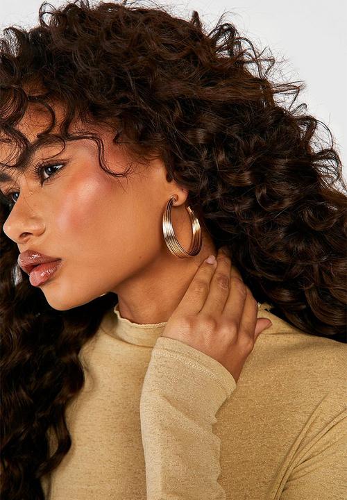 boohoo - Banded wide hoop earrings - gold