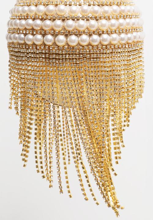 PrettyLittleThing - Gold diamante and pearl large sphere bag - gold