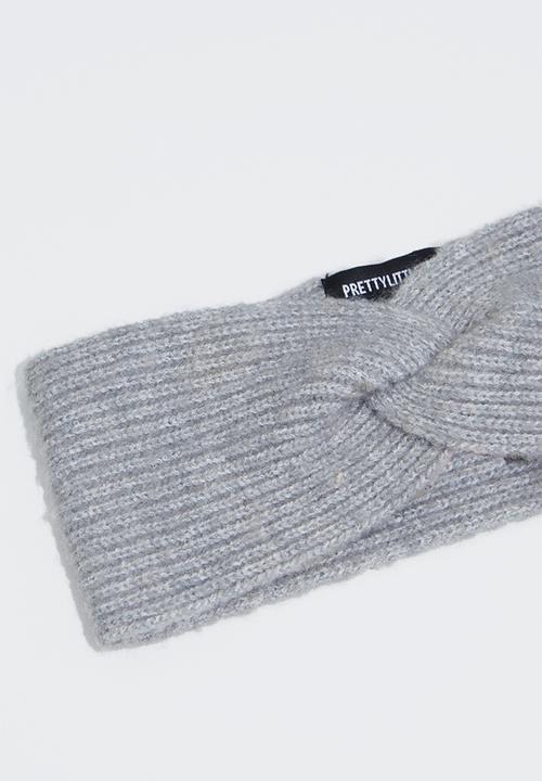 PrettyLittleThing - Grey knitted twist headband - grey
