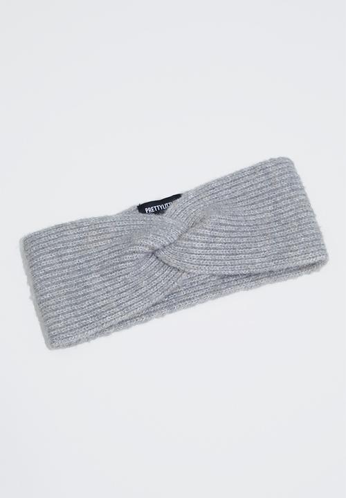 PrettyLittleThing - Grey knitted twist headband - grey