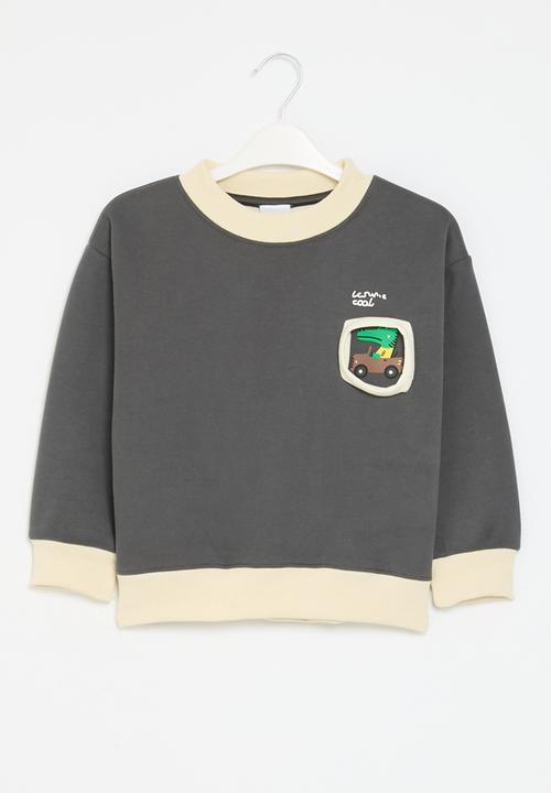 Pop Candy - Contrast sweat top - grey & ecru