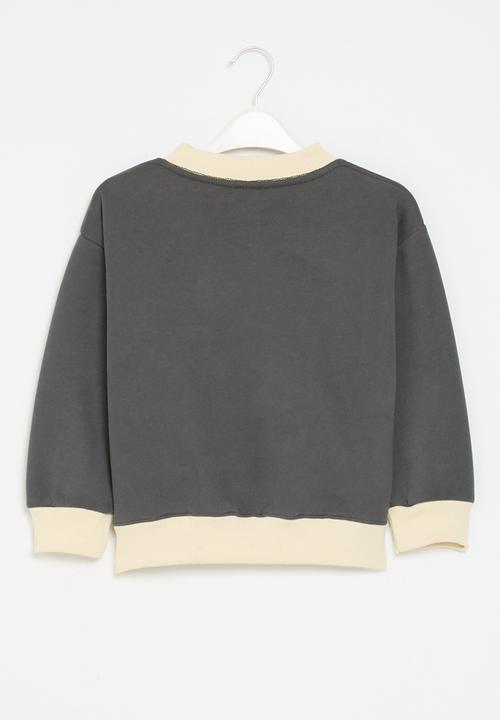 Pop Candy - Contrast sweat top - grey & ecru