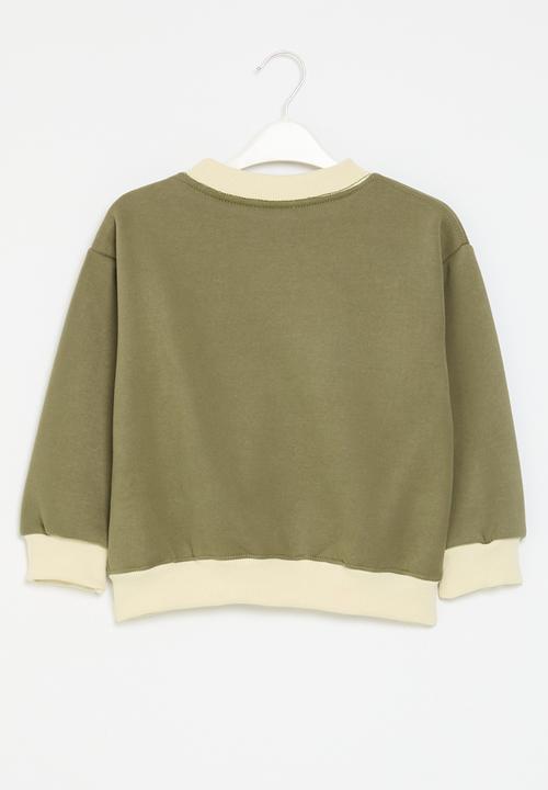 Pop Candy - Contrast sweat top - ecru & khaki