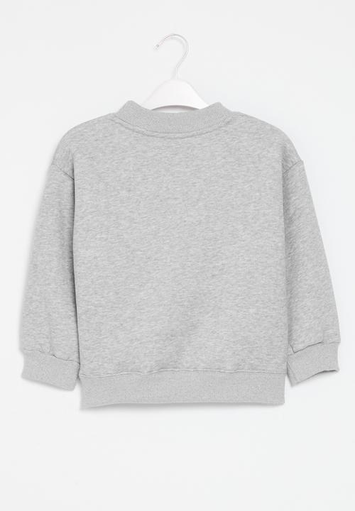 Pop Candy - Printed sequins face sweat top - grey