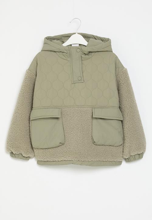 Pop Candy - Quilted teddy fleece jacket - green