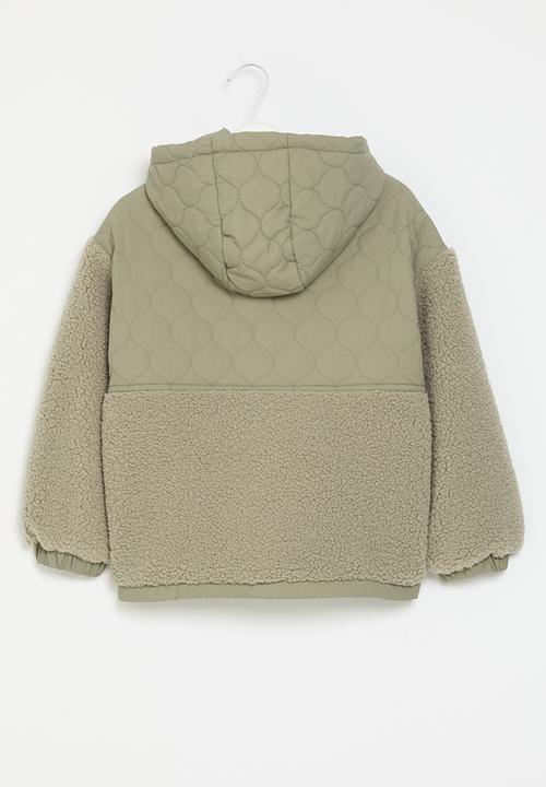 Pop Candy - Quilted teddy fleece jacket - green