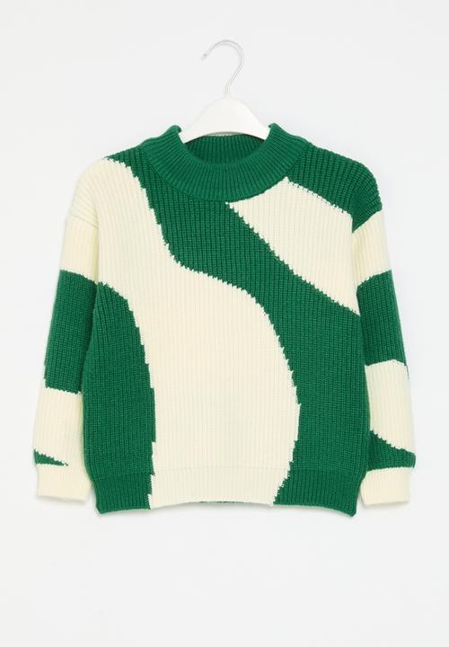 Pop Candy - Knitted jersey - green & cream