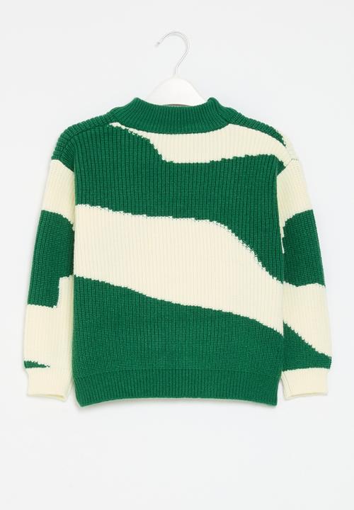 Pop Candy - Knitted jersey - green & cream