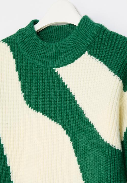 Pop Candy - Knitted jersey - green & cream
