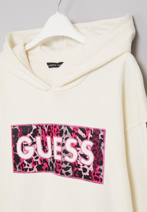 GUESS - Hooded long sleeve active top - cream white