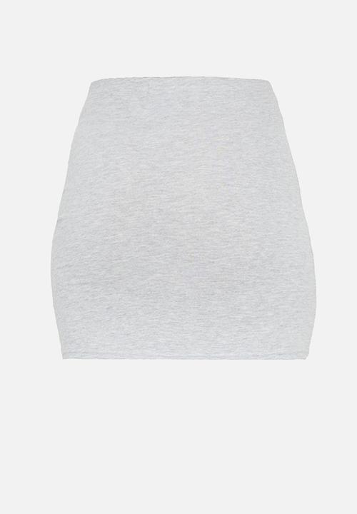 PrettyLittleThing - Basic marl grey cotton blend jersey mini skirt - grey
