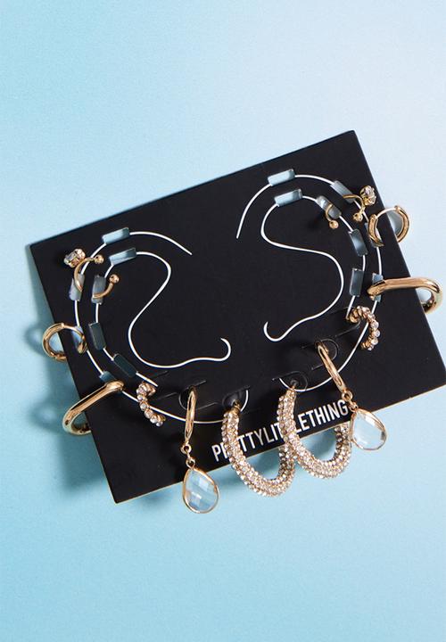 PrettyLittleThing - Gold diamante assorted complete ear stack pair - gold