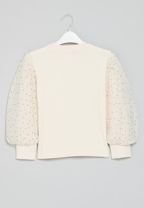 Pop Candy - Puff sleeve top - white