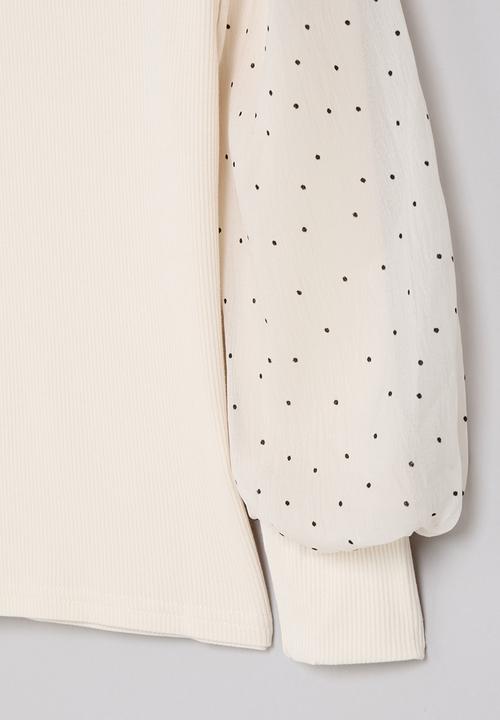 Pop Candy - Puff sleeve top - white