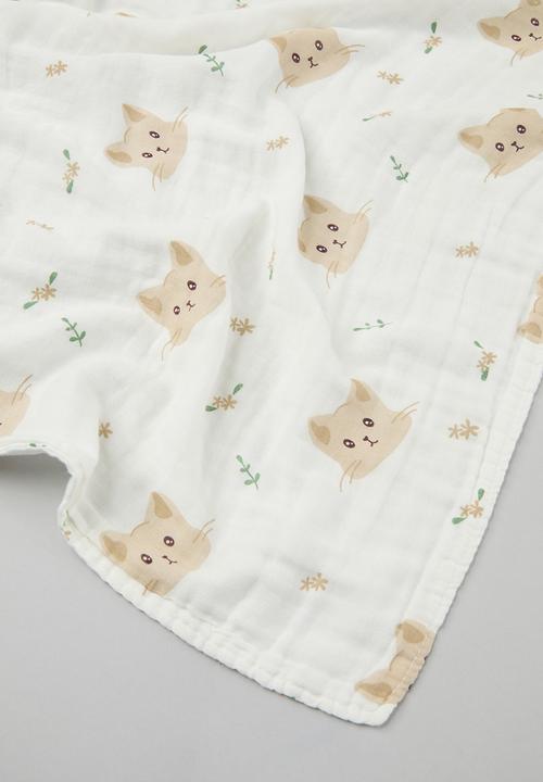 Pop Candy - Printed blanket - white & brown 