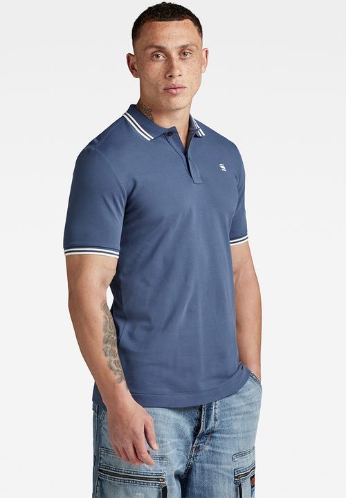 G-STAR - Dunda slim stripe polo Premium stretch pk o - vintage indigo
