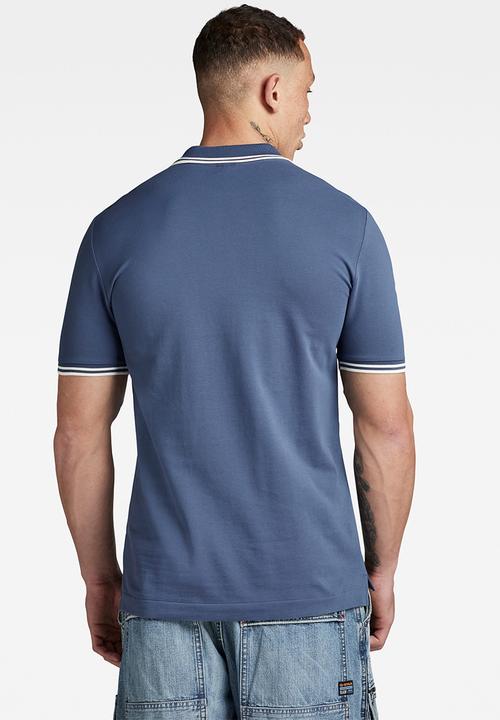 G-STAR - Dunda slim stripe polo Premium stretch pk o - vintage indigo