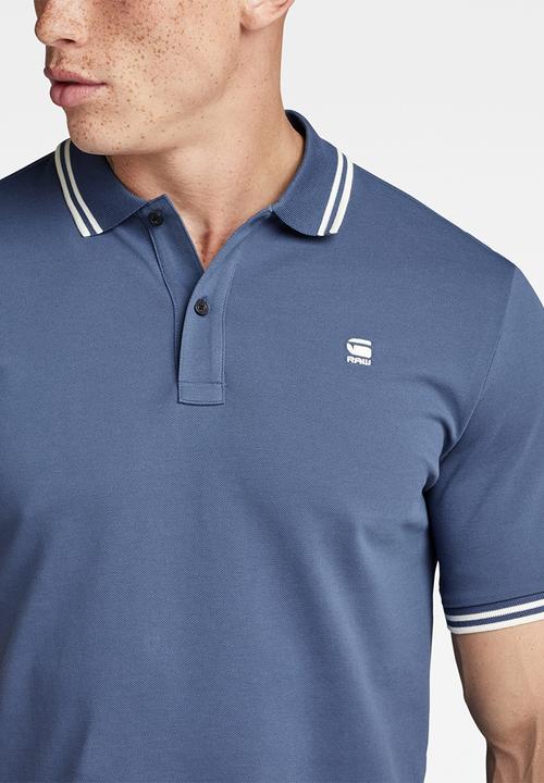 G-STAR - Dunda slim stripe polo Premium stretch pk o - vintage indigo