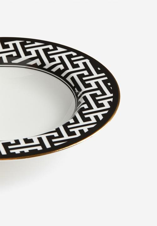 H&M - Deep porcelain plate - black patterned