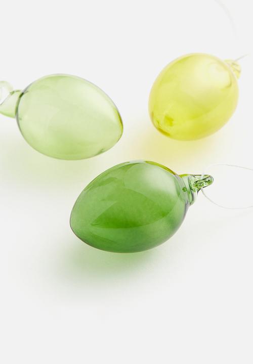 H&M - 3 pack glass decorations - green