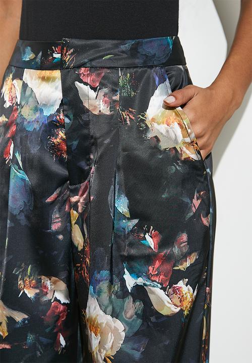 VELVET - Co-ord satin wide leg - gothic floral