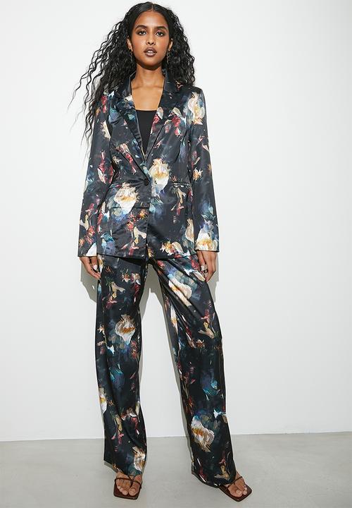 VELVET - Co-ord satin wide leg - gothic floral