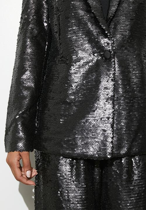 VELVET - Co-ord sequin blazer - black