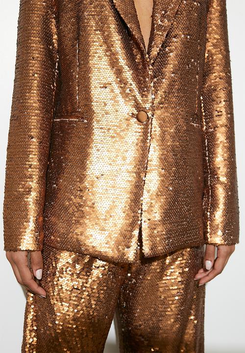 VELVET - Co-ord  sequin blazer - brown