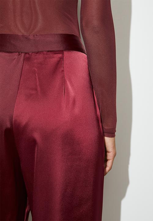 VELVET - Co-ord satin wide leg - burgundy