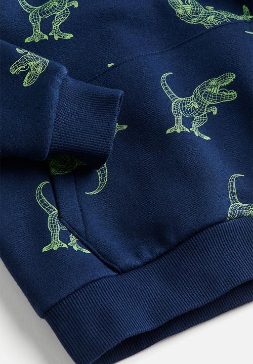 H&M - Hoodie - dark blue/dinosaurs