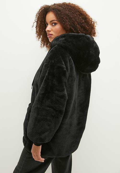 Faux fur coat - black1