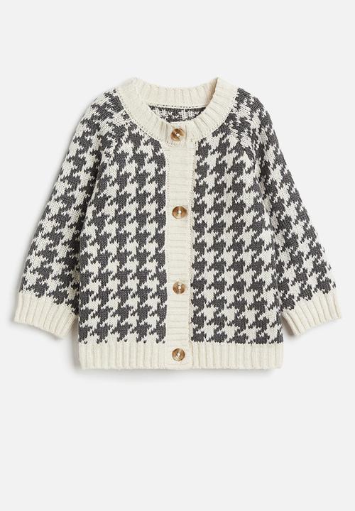 H&M - Knitted cardigan - dark grey/dogtooth-patterned