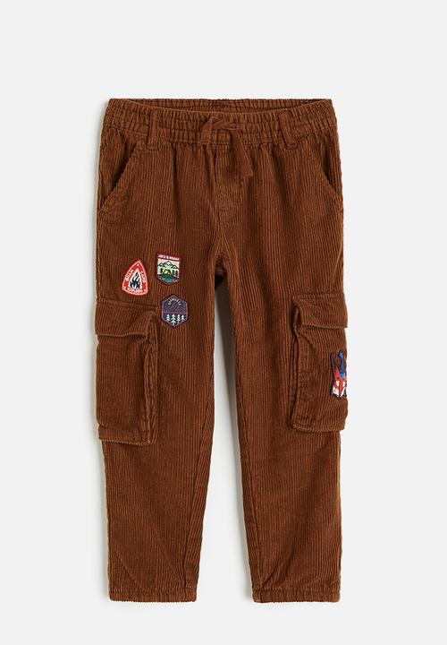H&M - Lined cargo corduroy joggers - brown/teddy bear