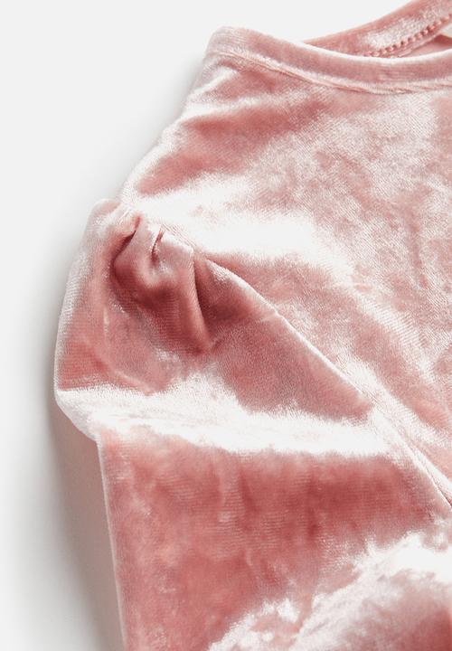 H&M - Long-sleeved velour top - pink