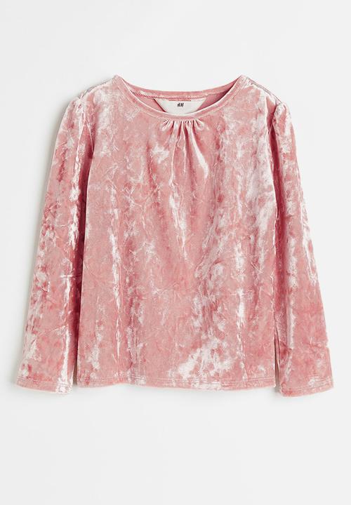 H&M - Long-sleeved velour top - pink