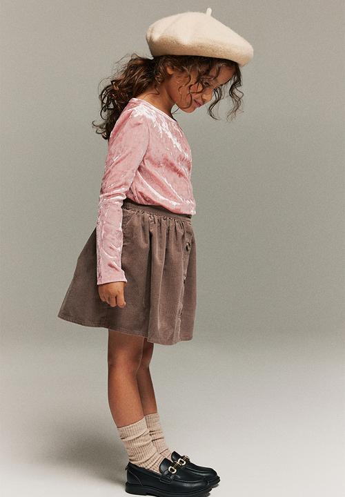 H&M - Long-sleeved velour top - pink