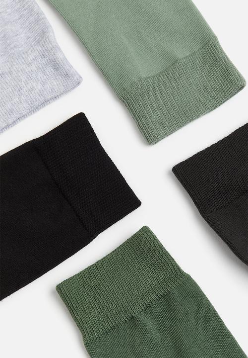H&M - 5 pack socks - green & grey marl