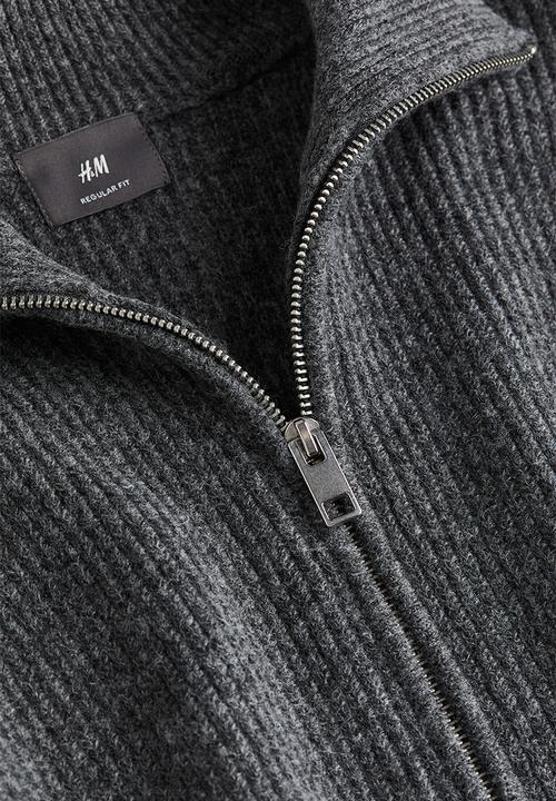 H&M - Regular fit cable-knit cardigan - grey marl 