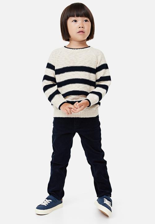 H&M - Slim fit corduroy trousers - navy blue