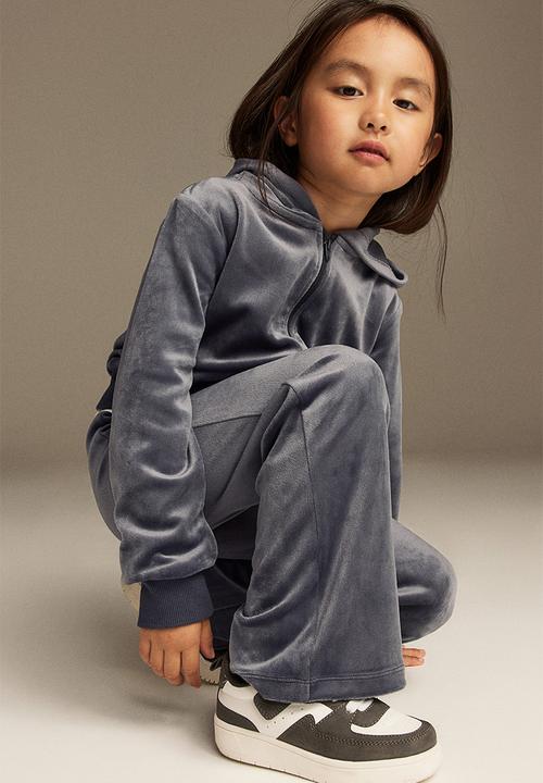 H&M - Velour zip-through hoodie - dark grey
