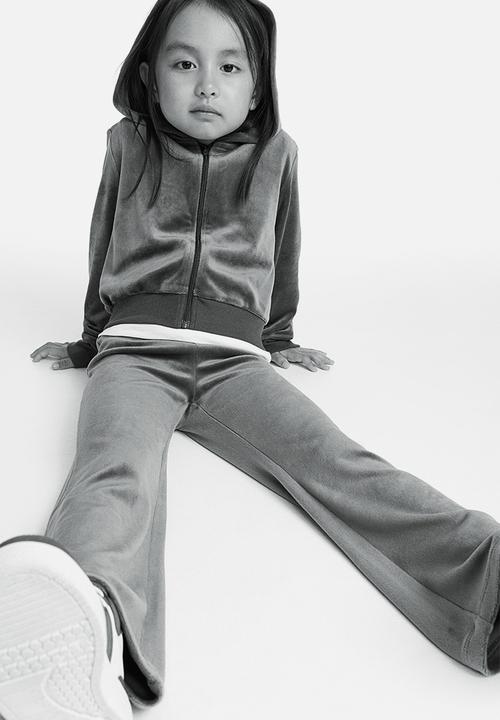 H&M - Velour zip-through hoodie - dark grey