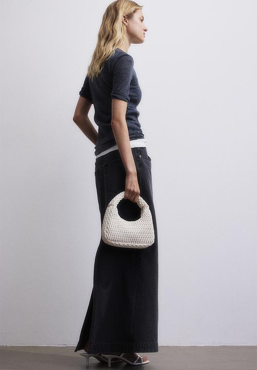 H&M - Long denim skirt - black & grey