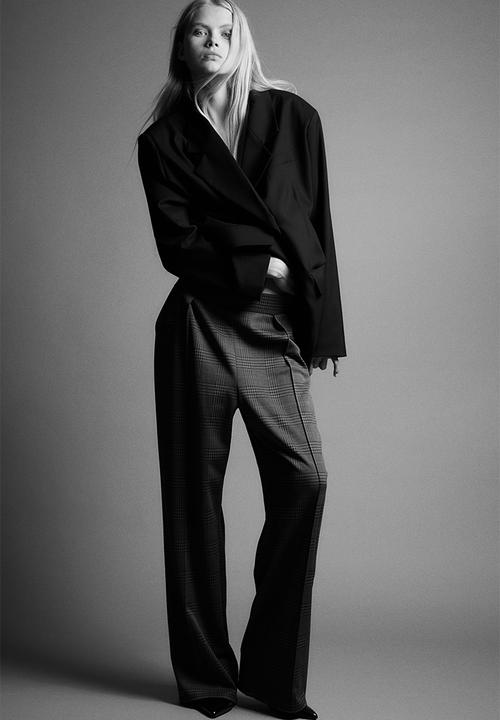 H&M - High-waisted tailored trousers - dark grey & checked