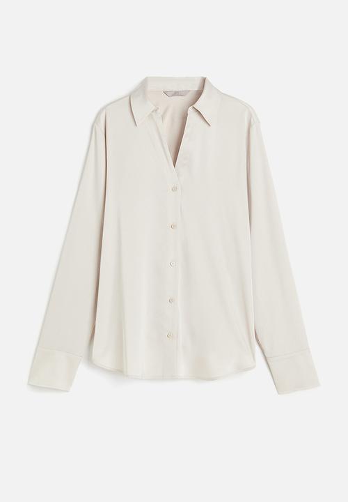 H&M - V-neck blouse - light beige 