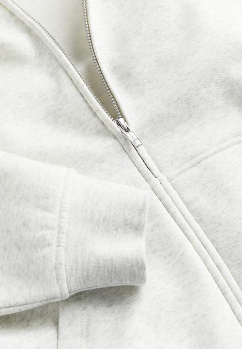 H&M - Oversized zip-through hoodie - light grey marl
