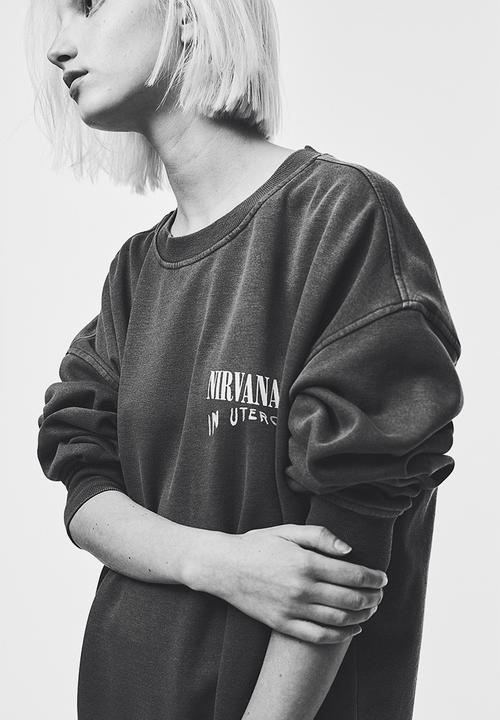 H&M - Oversized printed sweatshirt - dark grey/nirvana