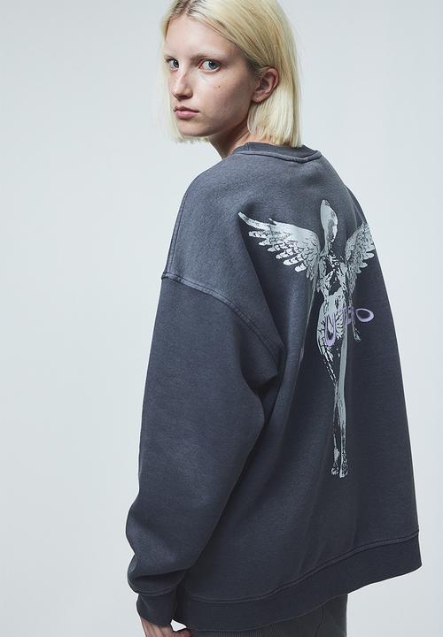H&M - Oversized printed sweatshirt - dark grey/nirvana