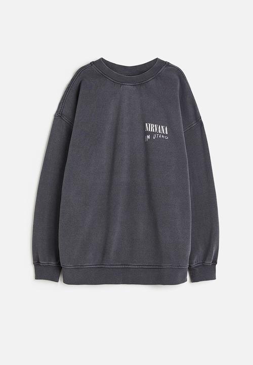 H&M - Oversized printed sweatshirt - dark grey/nirvana