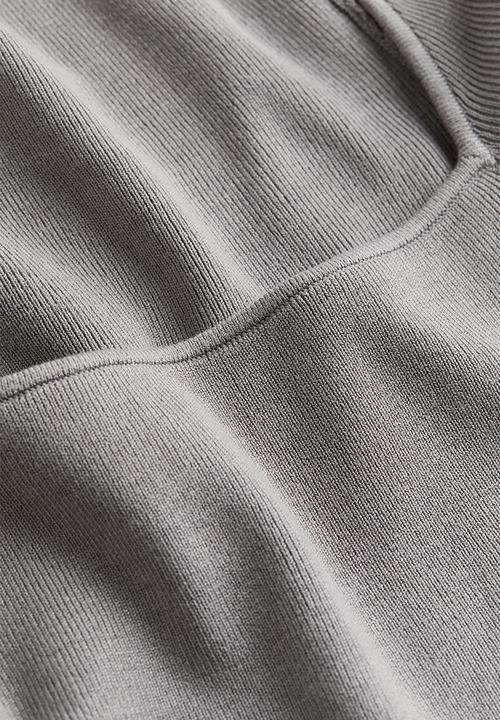 H&M - Square-neck cropped top - grey