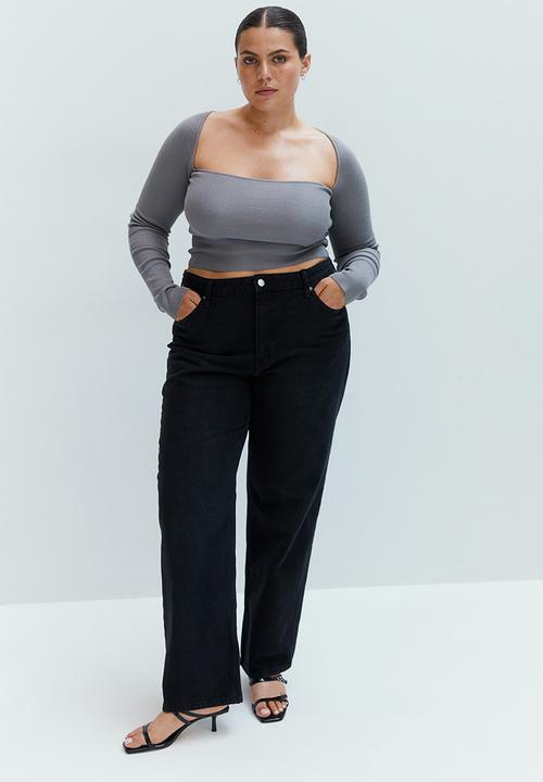 H&M - Square-neck cropped top - grey